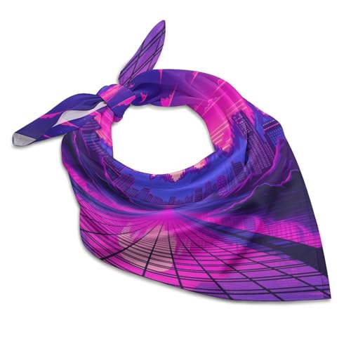 ducanll Purple Fashion Silk-Like Bandanas Unisex Abstract Cityscape Head Wrap Square Scarf Wristband for Bachelorette Party Dresses Wedding Party - 18