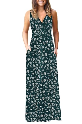 Image of AUSELILY Maxi Dresses for Women Summer Casual Sleeveless V Neck Wrap Dress | Sleeveless Long maxi dress with wrap V neck & side pockets, for formal cocktail, beach & casual daily wear