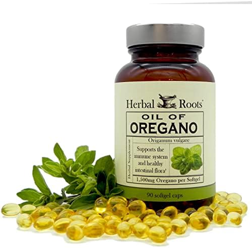 Herbal Roots Oil of Oregano - Made from Mediterranean Oregano Oil - 90 Easy to Swallow Softgel Capsules - Extra Strength 150 mg - Made in The USA