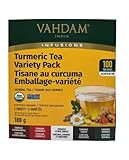 VAHDAM Turmeric Tea Bags Variety Pack – 100 Tea Bags (180 g) | Ayurvedic Herbal Tea Sampler with Turmeric Spices | Caffeine-Free, Detox & Immunity Support, 100% Natural