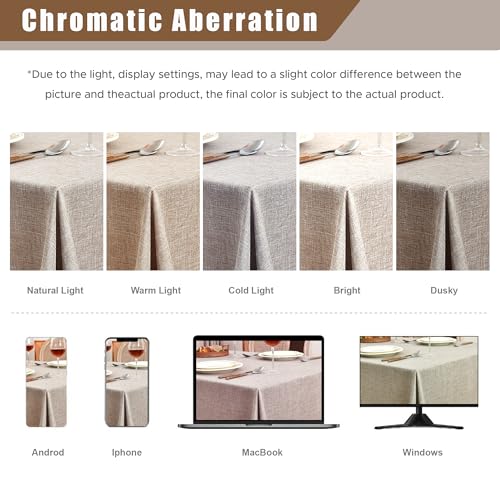 Fitable Faux Linen Beige Tablecloths 2 Pack, Faux Burlap Fabric Table Clothes for Rectangle Tables, Rustic Wrinkle-Proof Table Covers for Kitchen Dining, Party, Farmhouse, Baby Shower (54 x 78 Inch) by Fitable - Image 8
