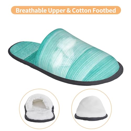 Teal Turquoise Print Women Slippers Home Furry Shoes Keep Men Couples Shoes Warm For Women-4