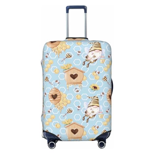 Travel Luggage Cover - Cute Gnome Bee Collects Honey Washable Suitcase Covers Protector Fits 18-32 Inch Luggage