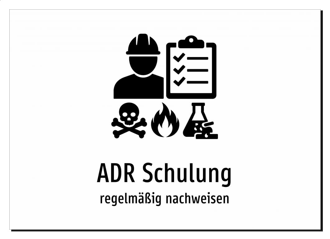 35973-DE-S-06 | ADR Schulung - regelmäßig nachweisen | Aluminiumschild A5, 210 x 148mm | mit Symbolgrafik und Text