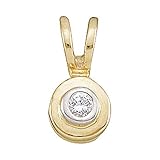 .03 Ct.w. Damen Solitär-Anhänger 10 kt Gelbgold 0,03 Karat Diamant rund