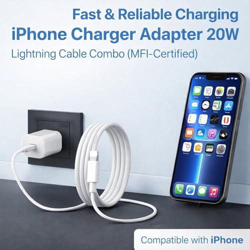 Image of 20W Fast Charger Adapter with USB C to Lightning Cable Compatible with iPhone 14 /14Plus /14Pro /14Pro max 13 /13Pro /13Pro max 12 /12Pro /12 /11 /X /Xr Series & More BIS Certified. 1 Year Warranty