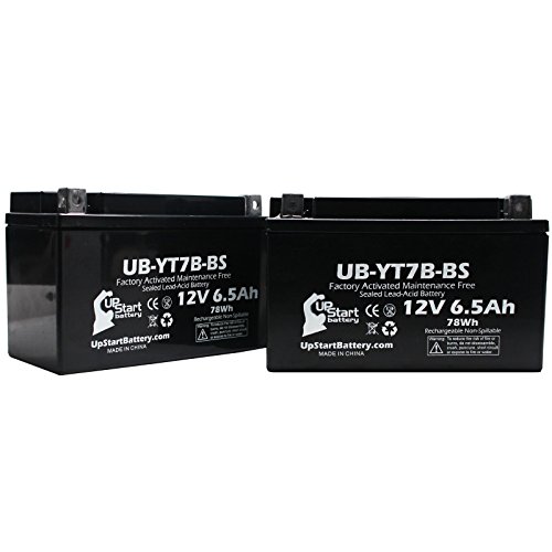 2 Pack - YT7B-BS Battery Replacement (6Ah, 12v, Sealed) Factory Activated, Maintenance Free