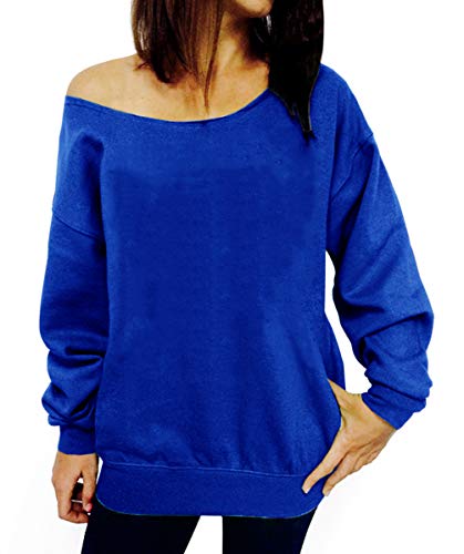 Dutebare Women Off Shoulder Shirts Causal Long Sleeve Oversized Sweatshirts Plus Size Pullover Tops Blue a L Dutebare Women Off Shoulder Shirts Causal Long Sleeve Oversized Sweatshirts Plus Size Pullover Tops Blue a L