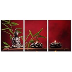 Paredes Modulares Living Room Wall Art Paintings Cuadros modulares 3 Paneles Negro Buda y Vela Decoración para el hogar Marco HD Impreso Lienzo Moderno 50x70cm Sin Marco