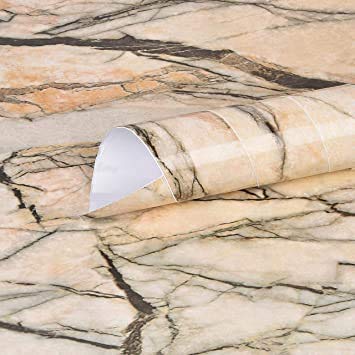Image of HOME13 Vinyl Kitchen Self Adhesive Vinyl Decorative Marble Wallpaper for Kitchen Countertop Home /Office 1 Ft x 10 Ft with 2pcs