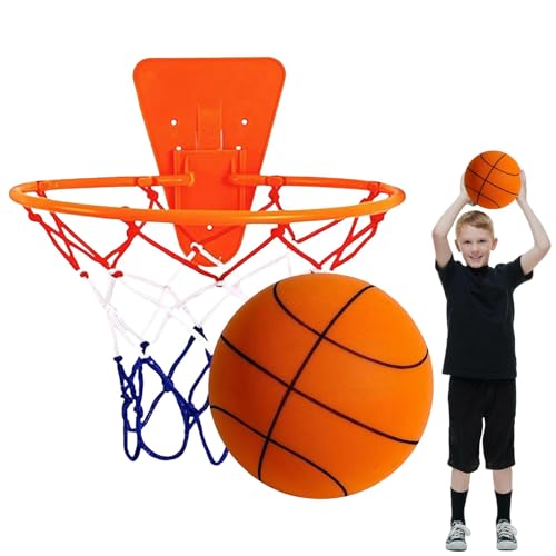 Baloncesto Silencioso 18cm con Canasta Indoor - Bola de Espuma de Alta Densidad Sin Revestir para Interior