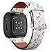 CJBROES Replacement Leather Watch Band, Compatible with Fitbit Versa 3 and Fitbit Sense of Wristband Bracelet Accessory - Cute Bunny