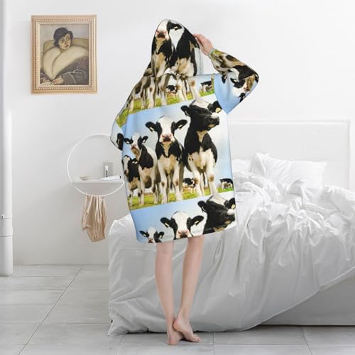 Sweat à capuche couverture vache | Plaid géant à manches confortable pour l'hiver