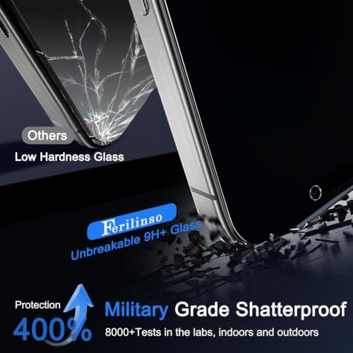 Image of Ferilinso Privacy Screen Protector for iPhone 16 Pro Max, Tempered Glass | 3 Pack, 9H Hardness, Military-Grade Shatterproof, Case Friendly, Easy Installation Bubble Free, with Camera Lens Protectors