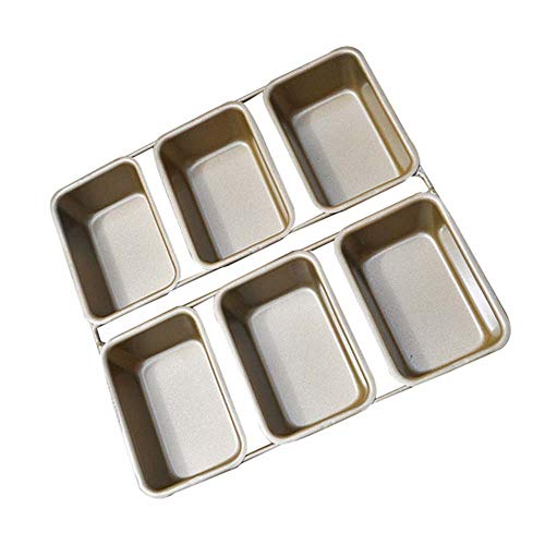 JWC Non-Stick Mini Loaf Pan 6-Cavity Design Heavy Duty Carbon Steel Material Balanced Heat Distribution Quick Cooling for Sweet Breads Pound Cakes