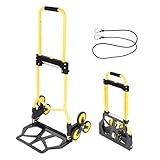 EI ONE（エイワン） キャリーカート ハンドトラック 6輪 階段 折りたたみ コンパクト 軽量 段差 台車 静音 大型タイヤ 固定ロープ付 米運び 荷物運搬 業務用 カート 釣り アウトドア 耐荷重100kg 鋼鉄製 (耐荷重100KG（6輪両用仕様）)