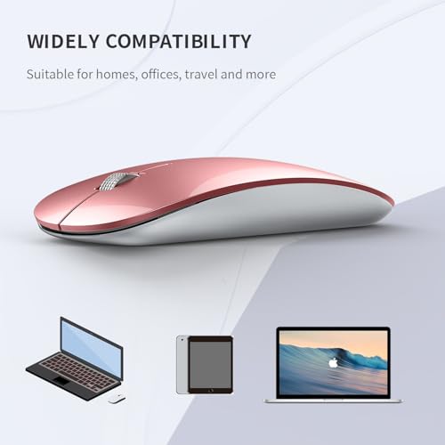 Image of Offbeat - Atom Dual Bluetooth 5.1+5.1 & 2.4Ghz Wireless, Type-C Rechargeable Silent Click Mouse, Triple Device connectivity Windows, Mac, iOS, Android(Rose Gold)