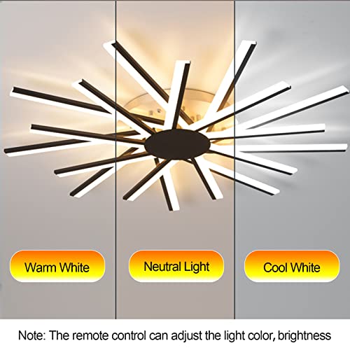 Lampe de plafond à LED avec télécommande lustre plafonnier noir