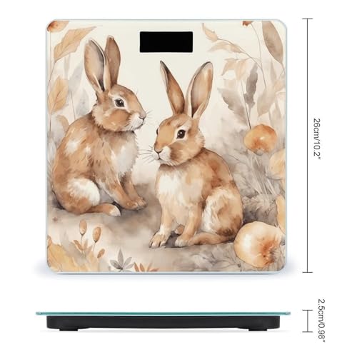 Báscula digital de baño con patrón de conejo y vidrio templado miniatura 2