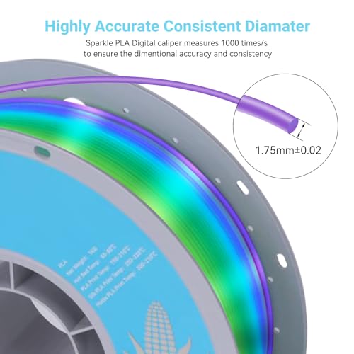 Image of TECSONAR Silk Rainbow PLA 3D Printer Filament, 1KG Spool(2.2lbs) 1.75mm PLA Fast Color Change 3D Printing Material, Multicolor Gradient Filament for Most FDM 3D Printers,Green Yellow Purple