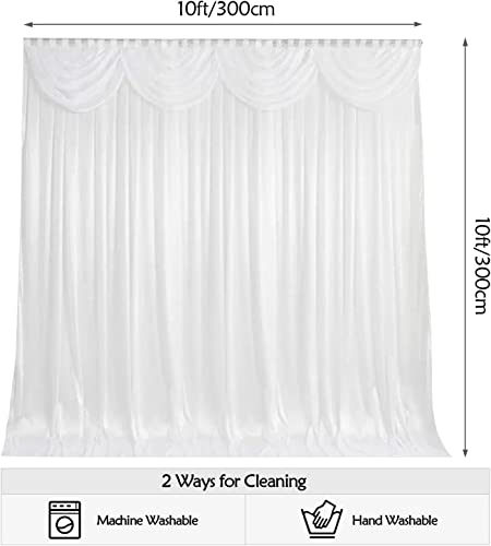 BWKJMY 10x10FT White Backdrop Curtain for Parties Wedding White Photo Backdrop Curtains Drapes Fabric for Baby Shower Party Photoshoot Background Decorations - Image 2