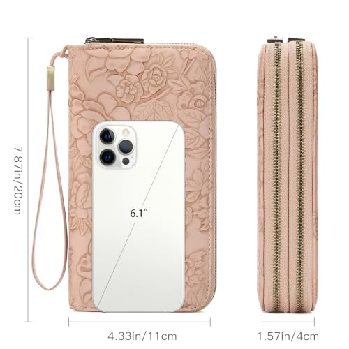 Image of GAEKEAO RFID Leather Wristlet Wallet for Women with Grip Strap