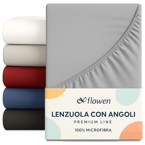 Lenzuola Matrimoniali con Angoli 160x190 cm Grigio Chiaro in Microfibra per Letto con Materasso fino a 30cm Tessuto Anti-Acaro e Ipoallergenico di Alta Qualità Morbido e Lavabile in Lavatrice