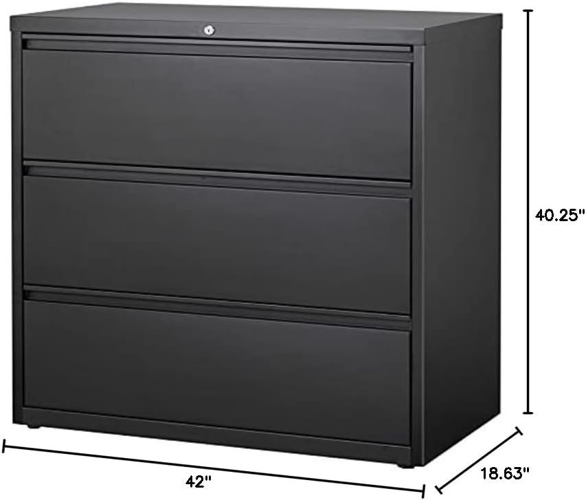 Hirsh 42-in Wide HL8000 Series Metal 3 Drawer Lateral File Cabinet Black