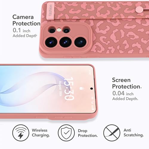 Image of Compatible with Samsung Galaxy S26 Ultra Case with Strap Wrist Pink