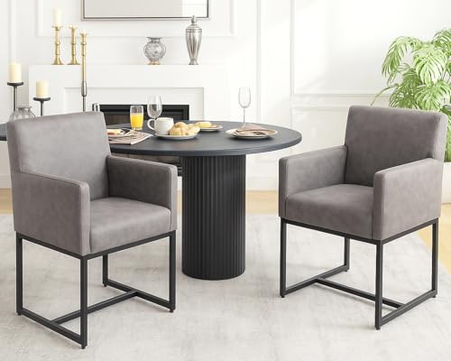 HNY Mid Century Modern Upholstered Dining Chairs with Arms Set