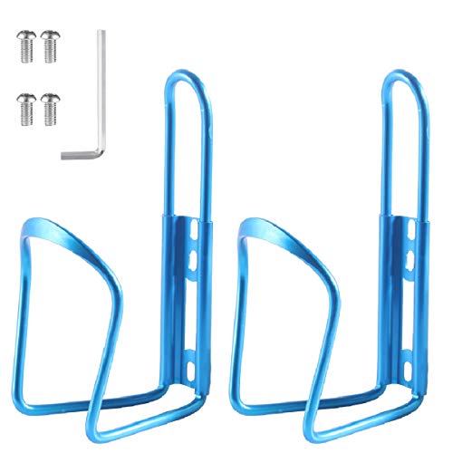 Alloy Aluminum Lightweight Bike Water Bottle Cages - 2 Pack Bicycle Holder Cages - Blue