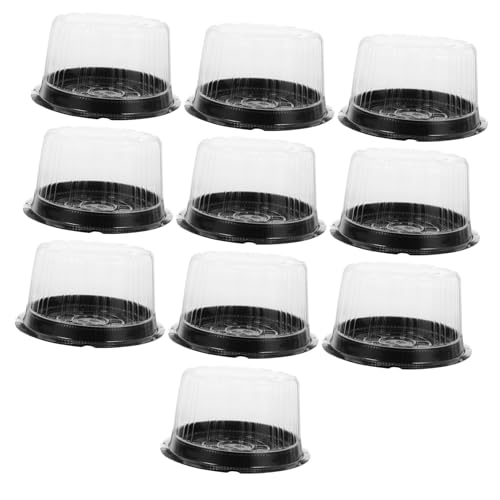 BESTYASH 10pcs Transparent Round Cake Carrying Box Cake Holder for Birthday Parties Muffins and Desserts Lightweight Easy to Clean for Outdoor Events