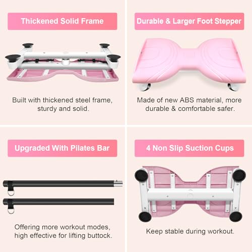 eHUPOO Waist Twist Machine Exercise,Ab Twist Board with Pilates Bar & Resistance Bands,Noiseless Ab Workout Machine For Women&Men Burn Fat,330 Lbs Capacity Fitness Exercise Equipment For Home. (Pink)