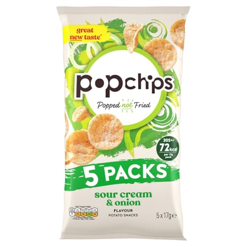 popchips - Sour Cream Popped Potato Chips 17 grams (Pack of 5) - Popped not Fried No Artificial Flavours or Colours Suitable for Vegans