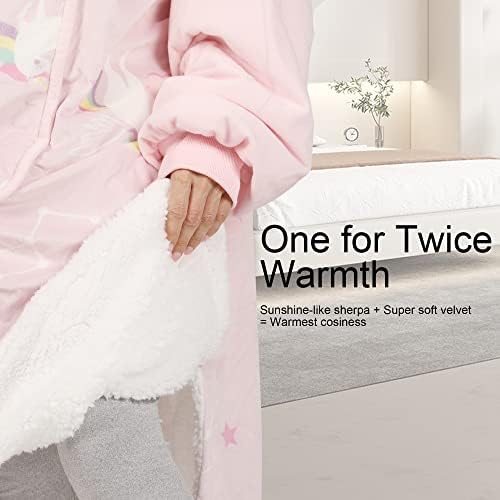 Winthome Blanket Hoodie, Super Soft Warm Fleece Sweatshirt, Sherpa Lining Wearable Fleece Hoodie, Oversized Blanket Hoodie for Men Women Adults Teens