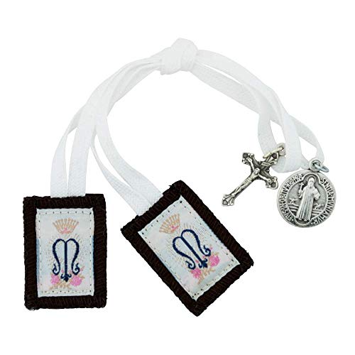 VILLAGE GIFT IMPORTERS Genuine Homemade Scapulars | 100% Real Wool | 6 Styles | Made in The USA | Durable and Beautiful Quality | Christian Jewelry (Girls Small Scapular)