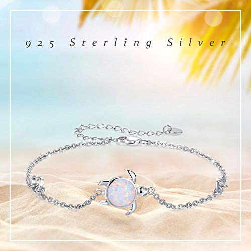Cuoka 925 Sterling Silver Opal Sea Turtle Bracelet - Ocean Nature Jewelry for Women4