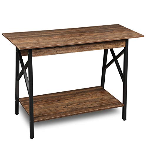 GreenForest Console Table Industrial Design Sofa Table with Storage Entryway Table for Living Room, Easy Assembly, Rustic Walnut