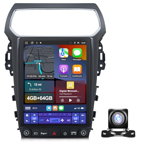 12.1" Car Radio Upgrade for Ford Explorer 2011-2019,Wireless CarPlay Android Auto,Android 13 Head Unit with WiFi SWC GPS 1080P Backup Camera 4+64GB