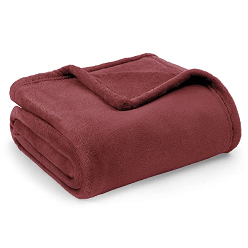 Bedsure Plaid Canape Couverture Polaire - Jete de Canape Rouge 150x200, Plaid Canapé Flanelle 2 Personnes Doux et Chaude