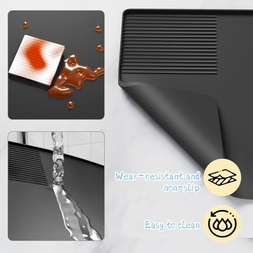 Tianher 2-in-1 Unterlage Kaffeemaschine,40x60 cm Unterlage Silikonmatte für Kaffeemaschine Anti-Rutsch Wasserdicht Abtropfmatte Silikon Kaffeemaschine Unterlage für Kaffeematte Gläser Tassen