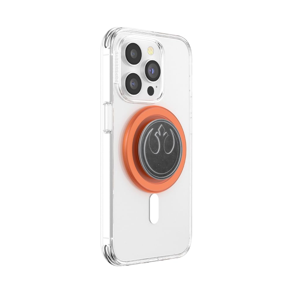 PopSockets: PopGrip Round per Magsafe - Anello Adattatore per MagSafe Incluso - Supporto e Impugnatura per Telefoni Cellulari e Custodia con un Top Intercambiabile - Distressed Rebel Symbol