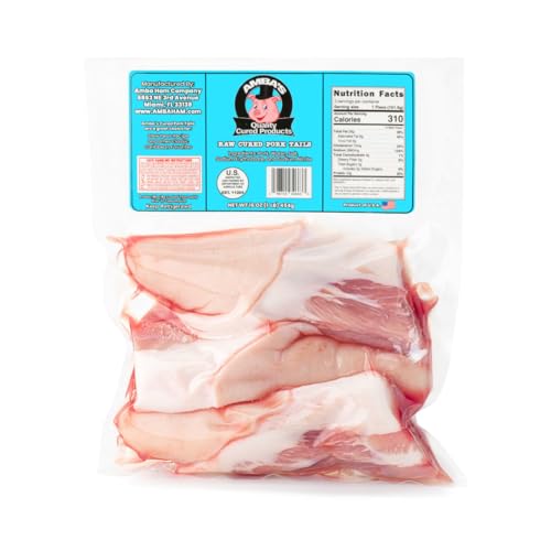 Raw Cured Pork Tails, Net Weight 16oz (1lb) Vacuum Pack Bag, Great For Jamaican Stew Peas With Pig Tails Recipe Along With Other Southern And Caribbean Cuisine Recipe Favorites.