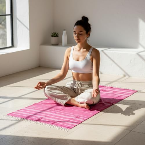 MyStilo® XXL Saunahandtuch Hamamtuch - Großes, Weiches Badetuch 100x200cm, Schnelltrocknend - Premium Strandtuch, Beach Towel, Handtuch für Männer, Frauen, Yoga und Fitness (Fuchsia)