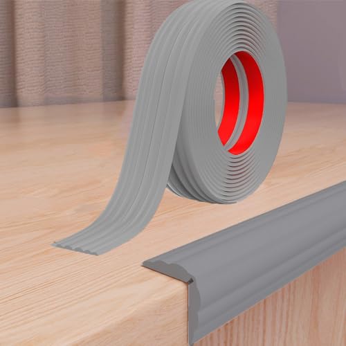 Image of 20 mm Multifunctional Decorative Strips, Self-Adhesive, Used for Corner Protection, Edge Protection, Flexible Trim for Doors, Windows, Walls and Floors, Peel and Stick, Soft Skirting Board (Grey, 6M)