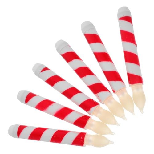 Velas de Diseño Rojo y a Rayas Sin Llama COLLBATH Pack de 6 Piezas con Efecto Parpadeo