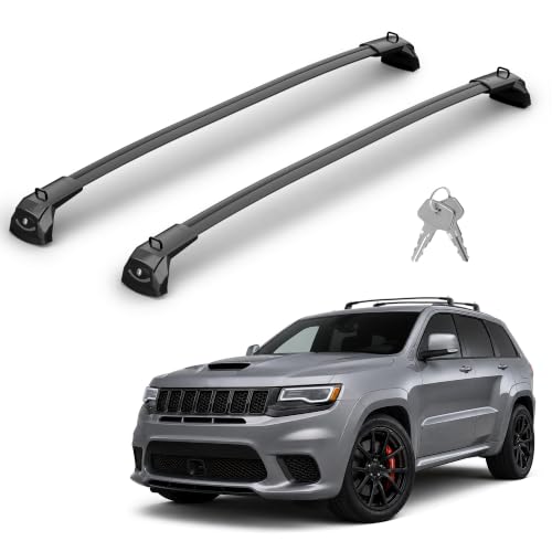 Image of 360Lbs Roof Rack Cross Bars Compatible with Jeep Grand Cherokee 2011-2022 | Altitude & SRT & Trackhawk with Black Moldings, Heavy Duty Aluminum Roof Rails Top-Mount Crossbars Rooftop Luggage Racks