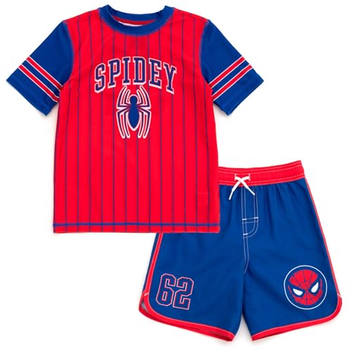 Image of Marvel Boys' Swimwear 2-Piece Rashguard and Swim Trunks Set Toddler to Big Kid