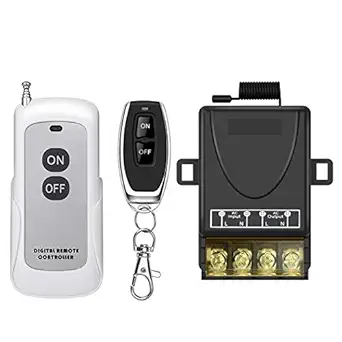 Electop Wireless Remote Switch, 90V-264V Wireless RF Switch for Household Appliances,Pump,Lights Ceiling and Electrical Equipment, 30A Relay with 2 Remote Controls (984ft & 328ft Long Range)