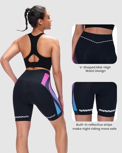 Sportneer 4D Short de Ciclismo Mujer Acolchado Pantalones Cortos Pantalón Cortos de Bicicleta de Montaña Transpirables Antideslizantes - imagen 6